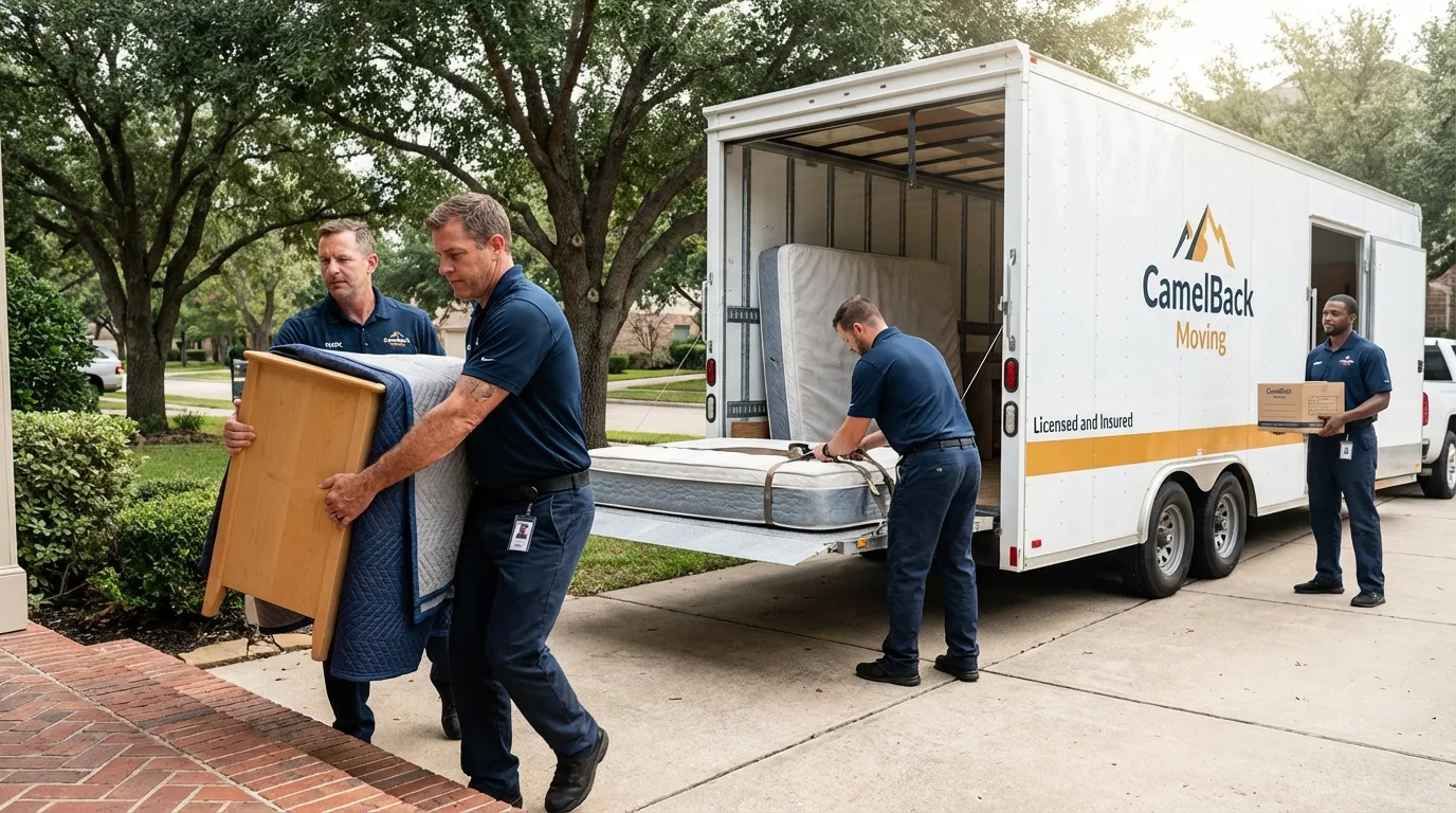 Crew loading residential truck for cross-state move from Jonesboro, GA