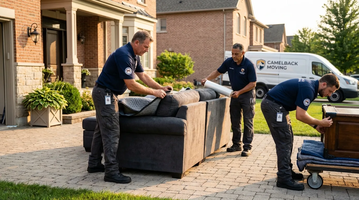 Large estate moving crew wrapping furniture in Jonesboro, GA