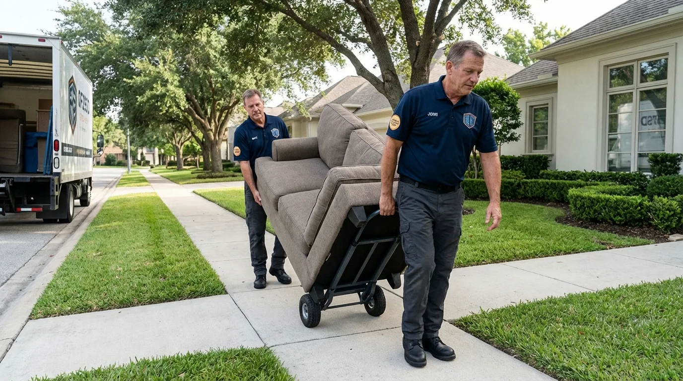 Local residential moving crew loading furniture in Jonesboro, GA