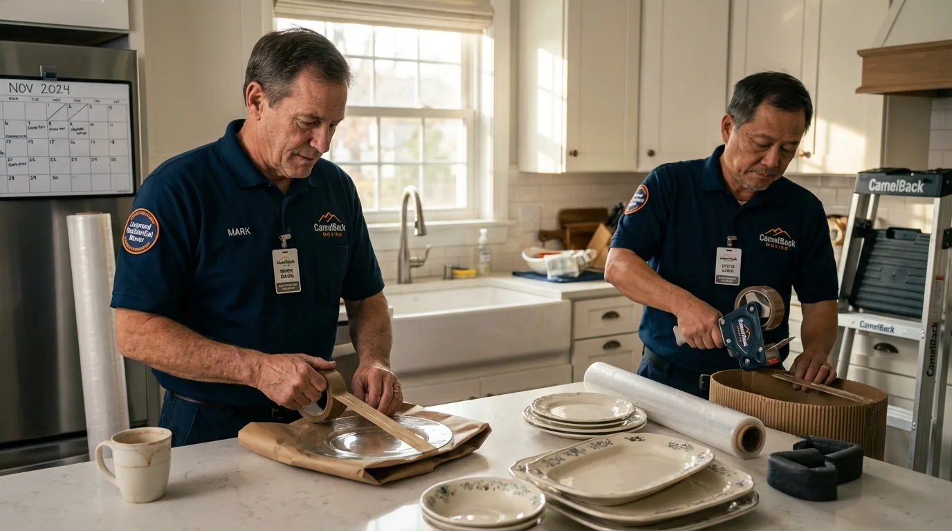 Professional crew packing kitchen dishware in Jonesboro, GA